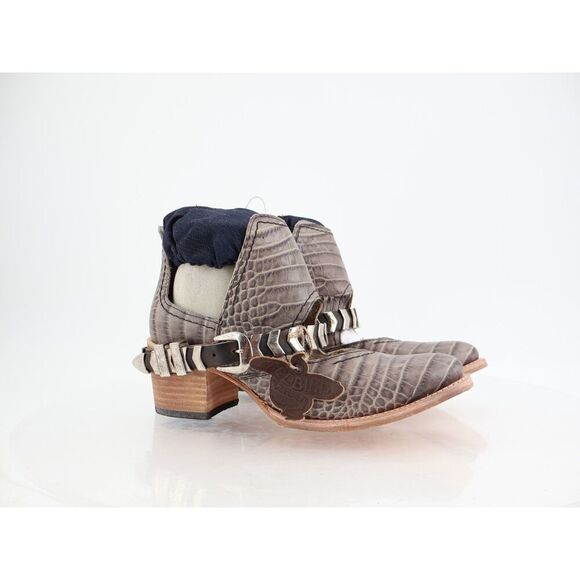 Freebird By Steven Blade Boot Womens 9 Stone Gray Croc Block Heel Slip On NEW - Picture 11 of 11